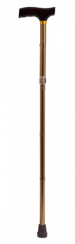 Трость алюминиевая телескопическая складная с Т-образной деревянной ручкой